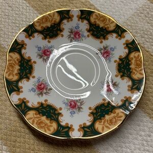 Elegant Royal Dover Bone China Floral Saucer with Gold Trim